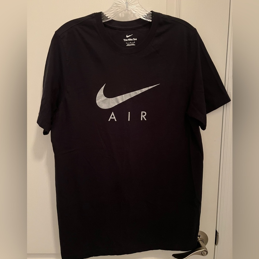 The Nike Tee Collection Black T-Shirt with Silver Swoosh AIR Logo